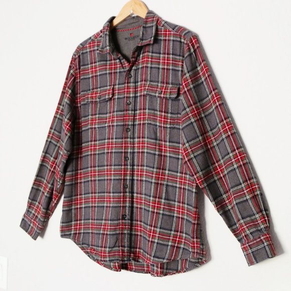 Woolrich Men's Ultimate Flannel Premium Brushed Cotton Shirt XL Red Gray Plaid - Picture 14 of 16